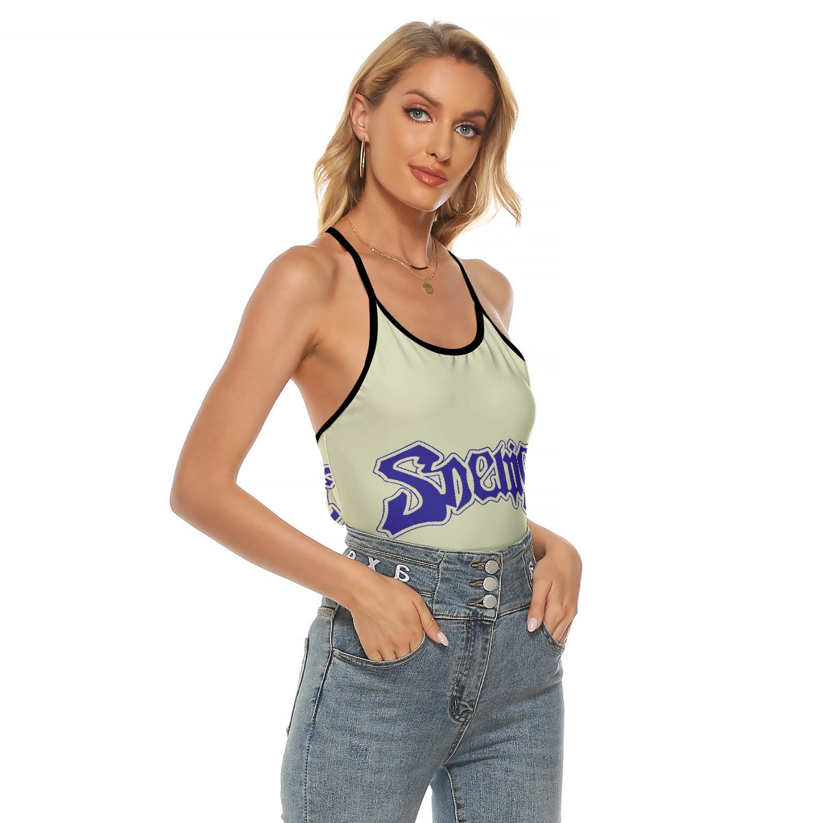 All-Over Print Women's Criss-Cross Open Back Tank Top