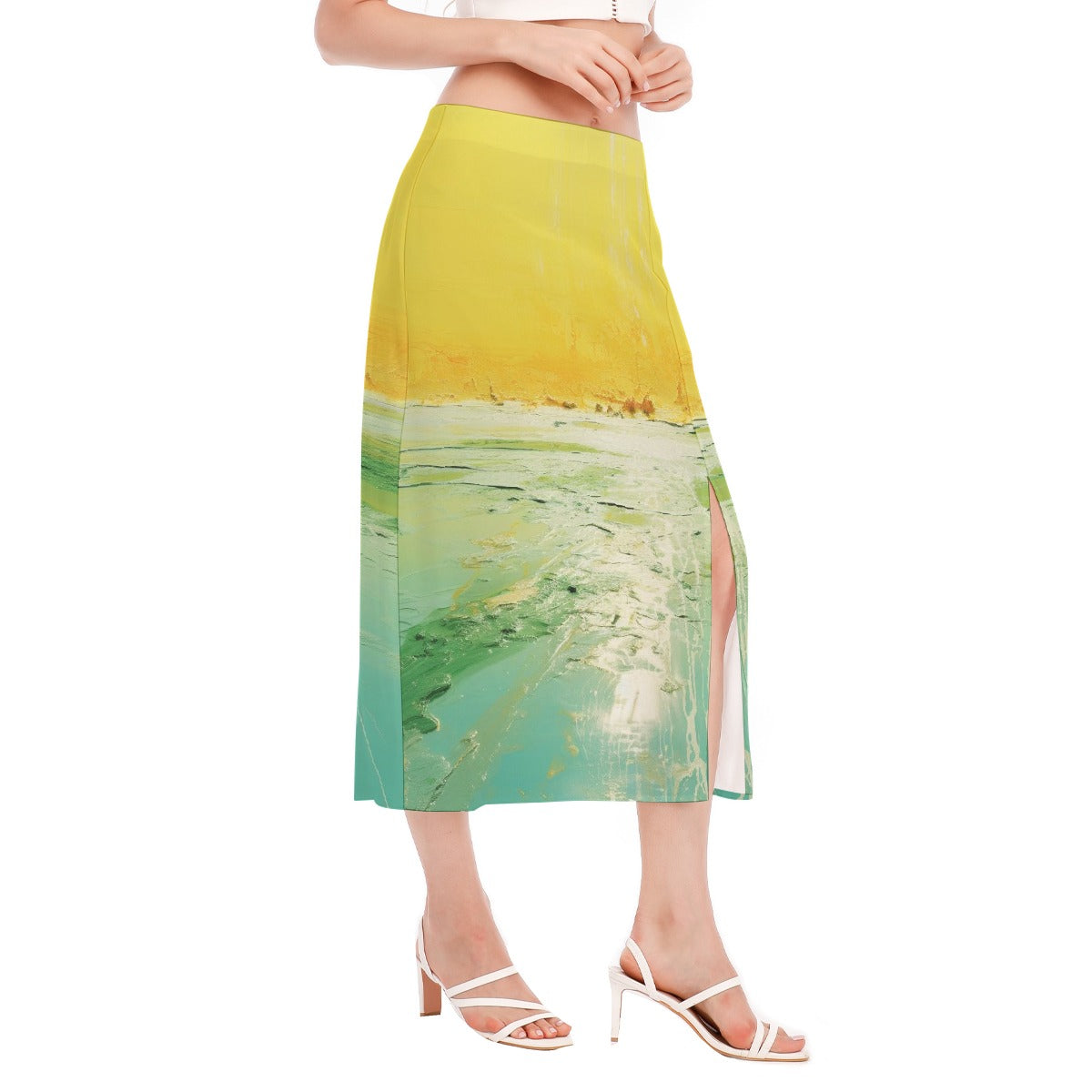All-Over Print Women's High Slit Long Skirt
