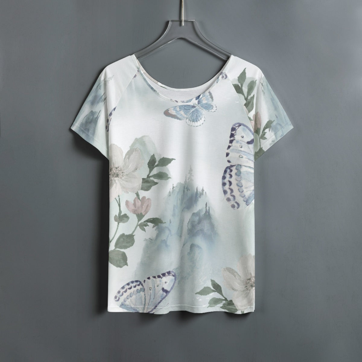 All-Over Print Women's Round Neck T-shirt With Raglan Sleeve