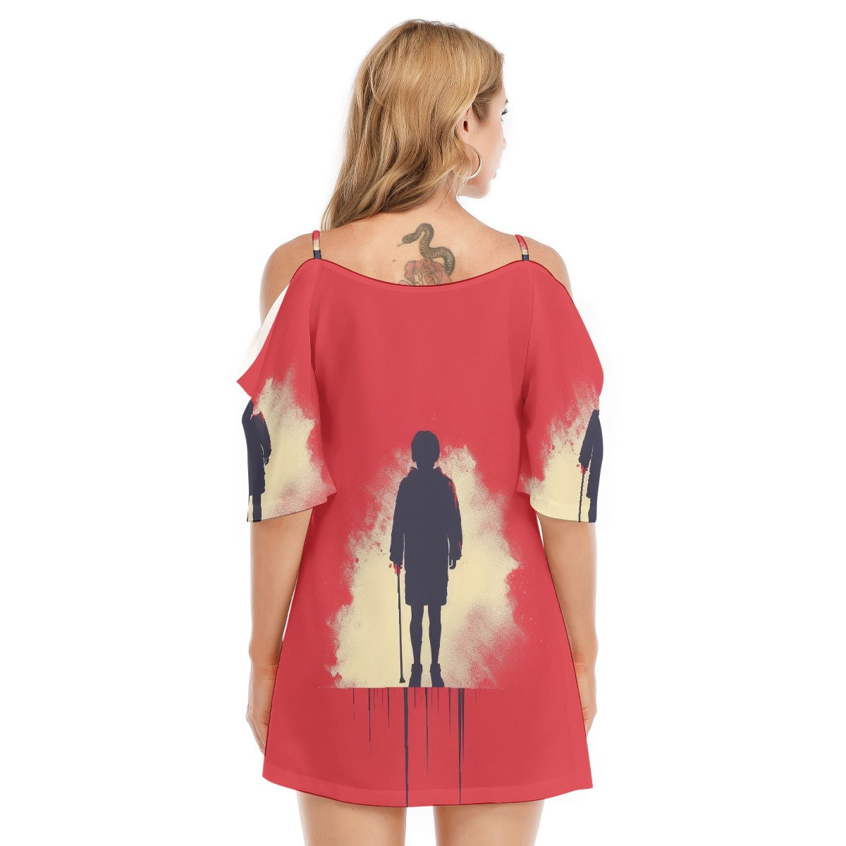 All-Over Print Women's Off-shoulder Cami Dress