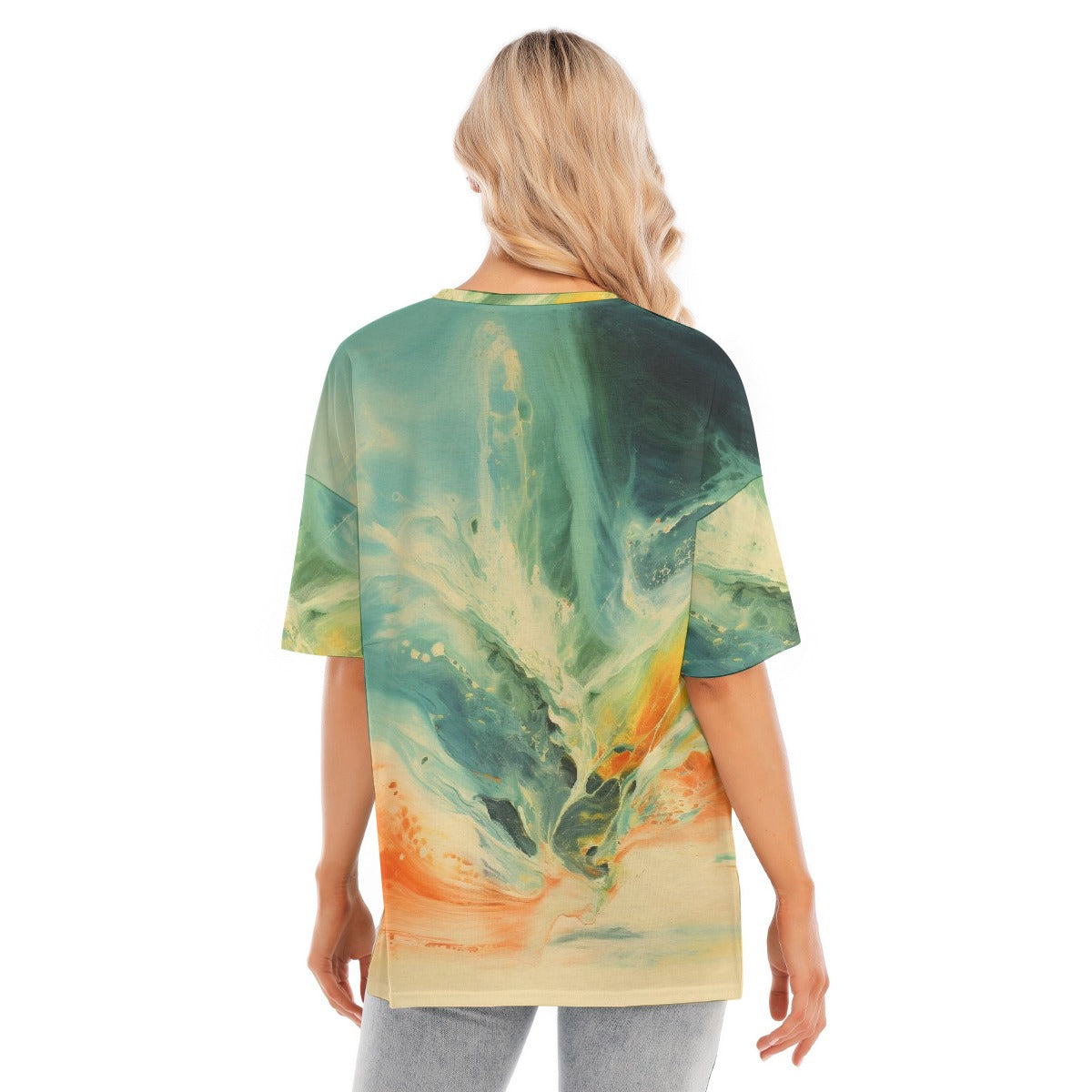 All-Over Print Women's Short Sleeves T-shirt With Hem Split