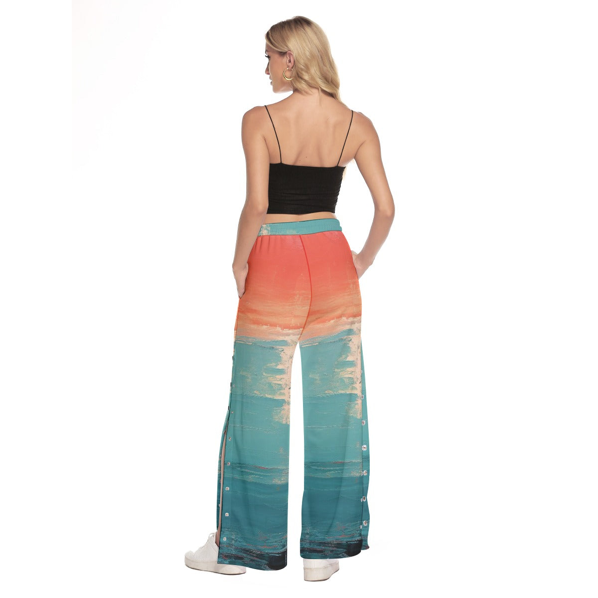 All-Over Print Women's Side Slit Snap Button Trousers