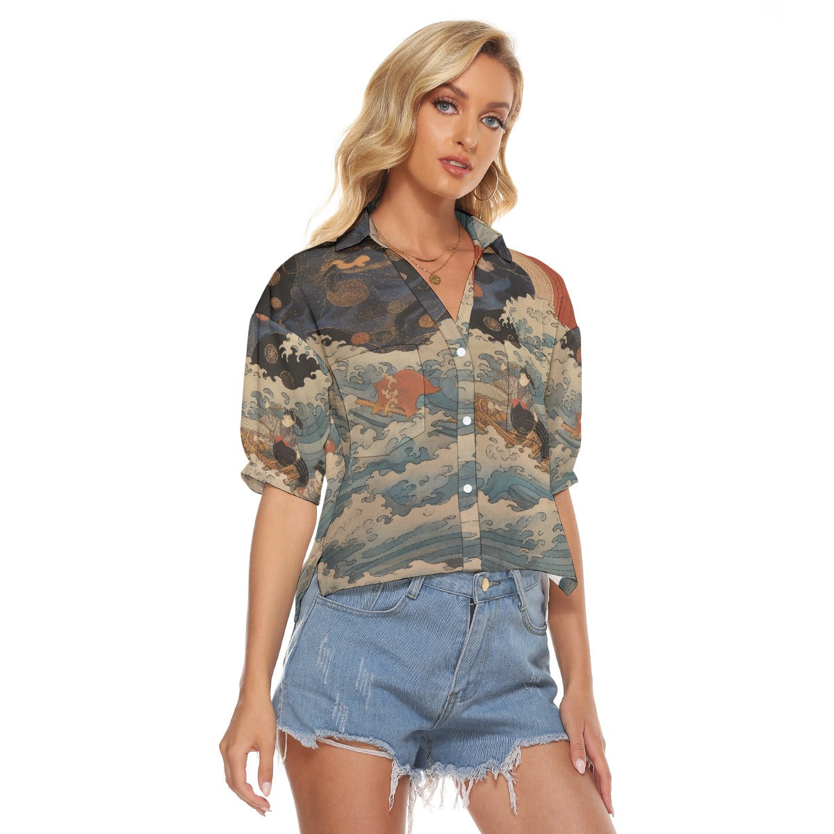 All-Over Print Women's V-neck Shirts