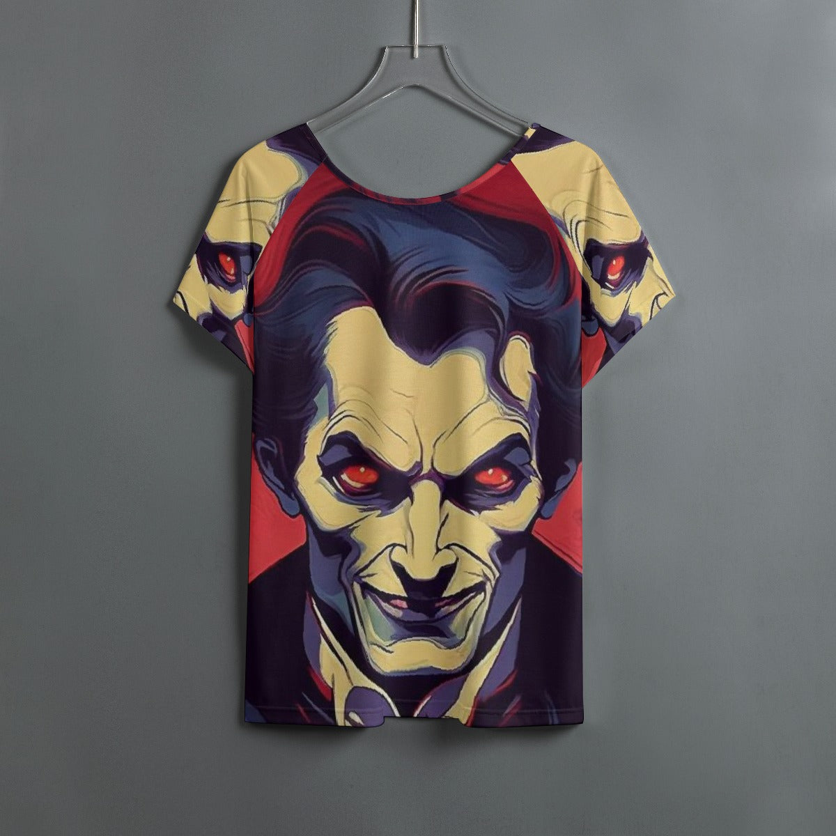 All-Over Print Women's Round Neck T-shirt With Raglan Sleeve