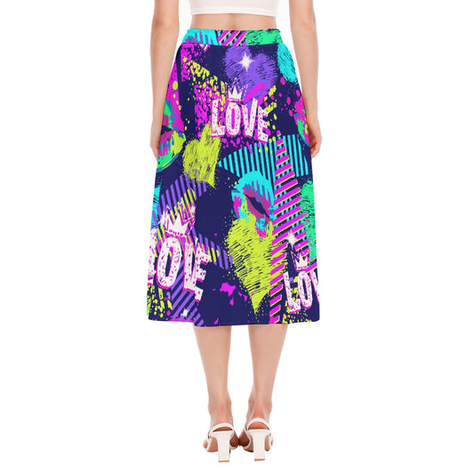 All-Over Print Women's Long Section Chiffon Skirt