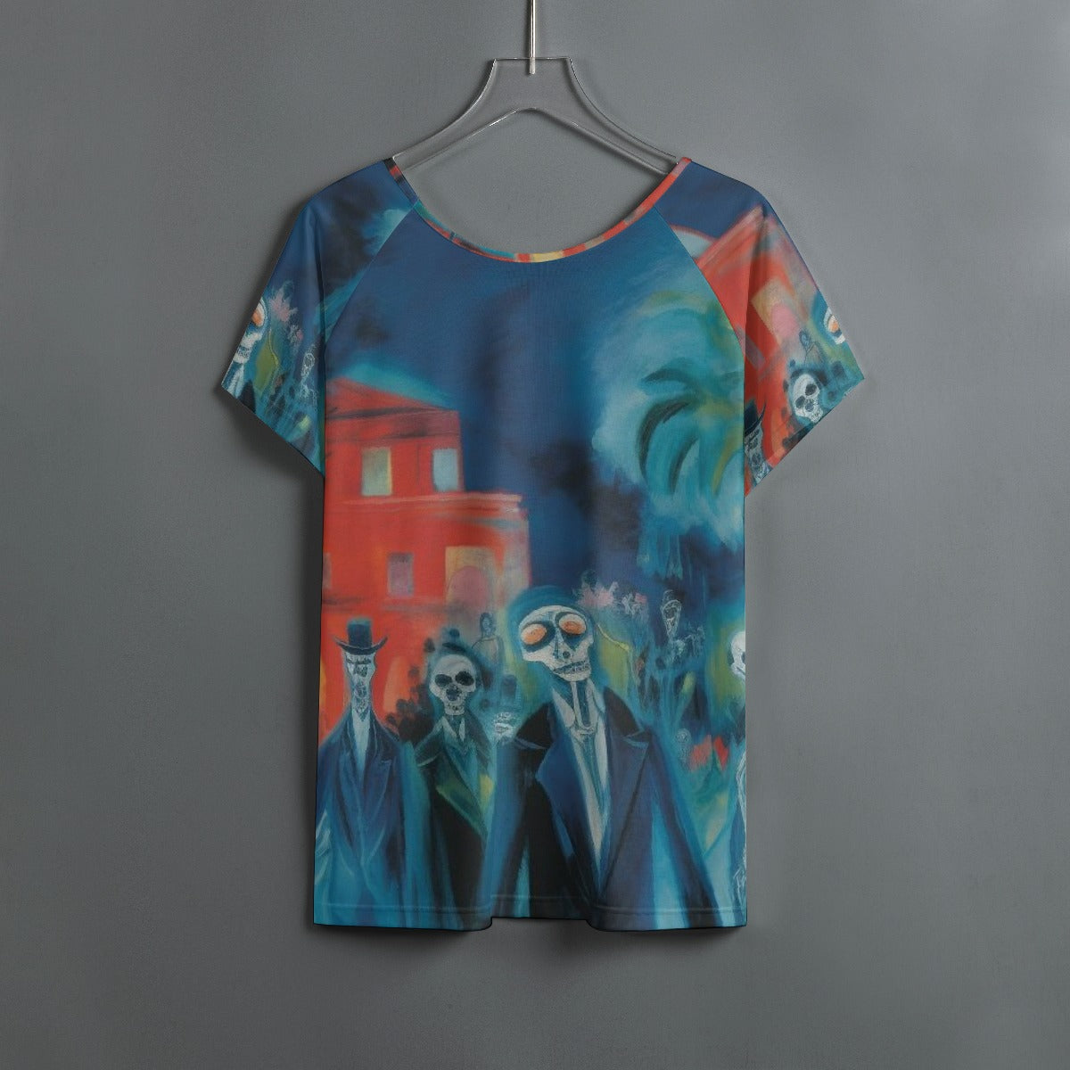 All-Over Print Women's Round Neck T-shirt With Raglan Sleeve