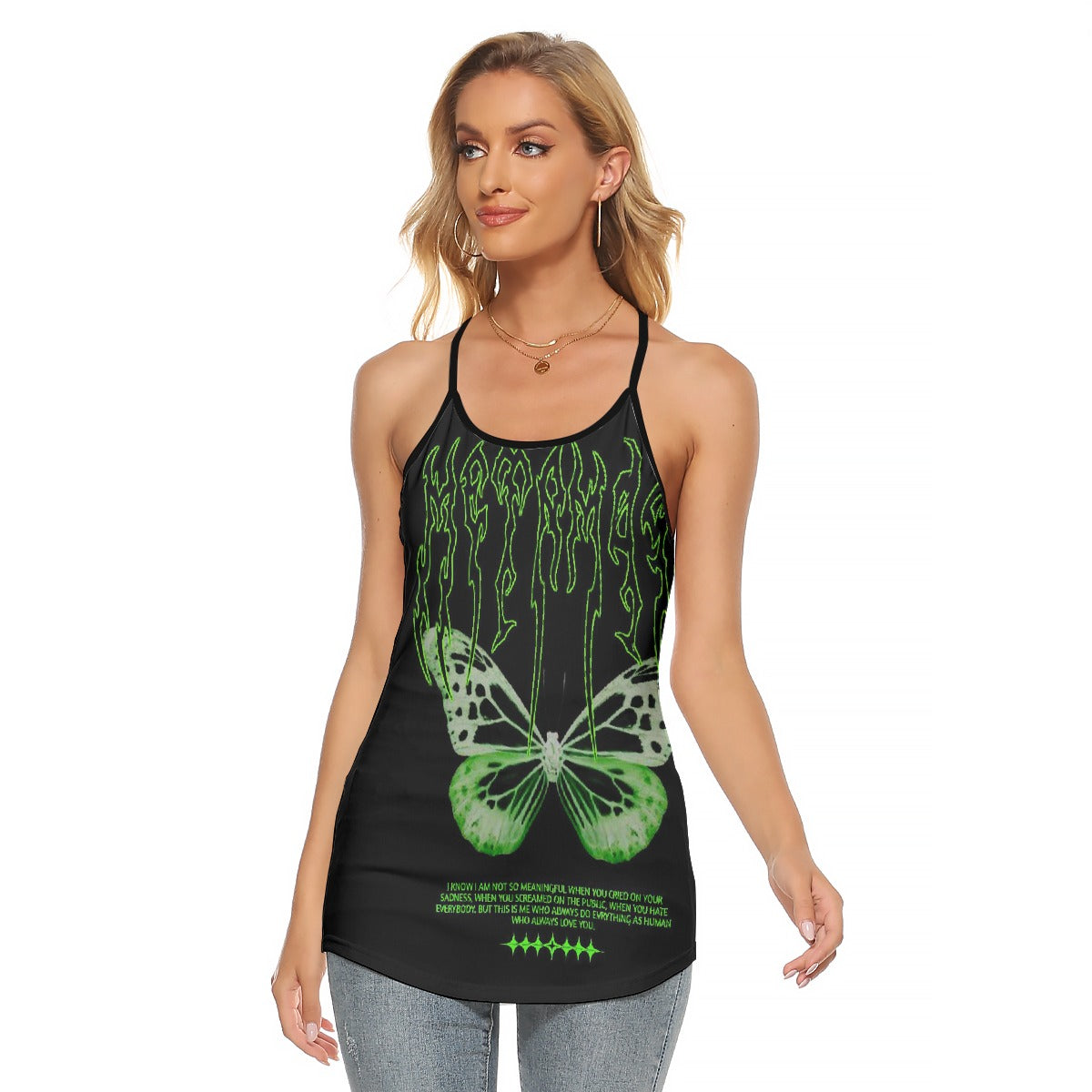 All-Over Print Women's Criss-Cross Open Back Tank Top