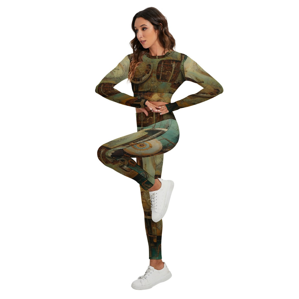 All-Over Print Women's Sport Set With Backless Top And Leggings