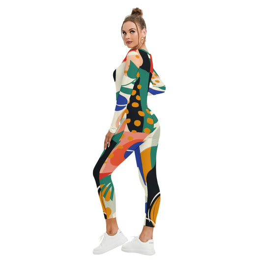 All-Over Print Women's Plunging Neck Jumpsuit