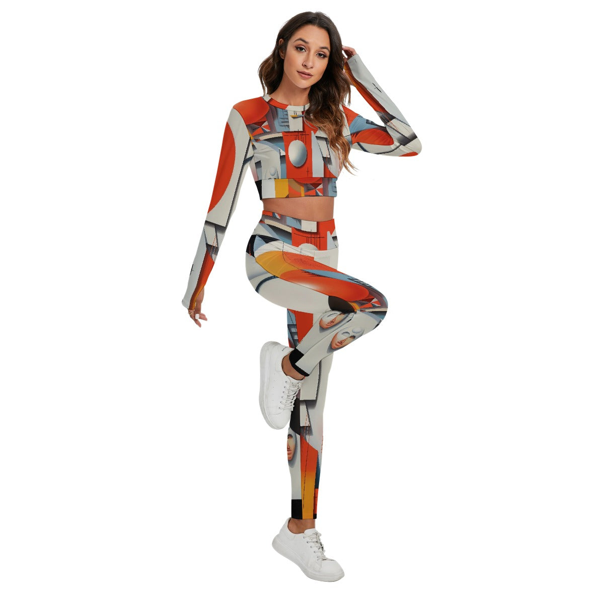 All-Over Print Women's Sport Set With Backless Top And Leggings