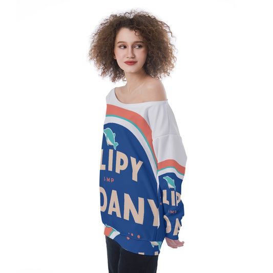 All-Over Print Oversized Women's Off-Shoulder Sweatshirt