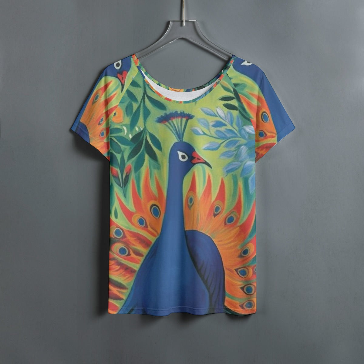 All-Over Print Women's Round Neck T-shirt With Raglan Sleeve