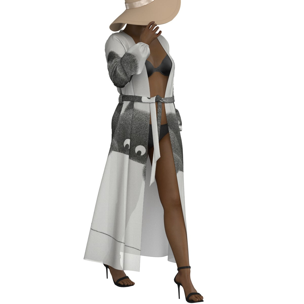 All-Over Print Women's Lace-up Chiffon Robe