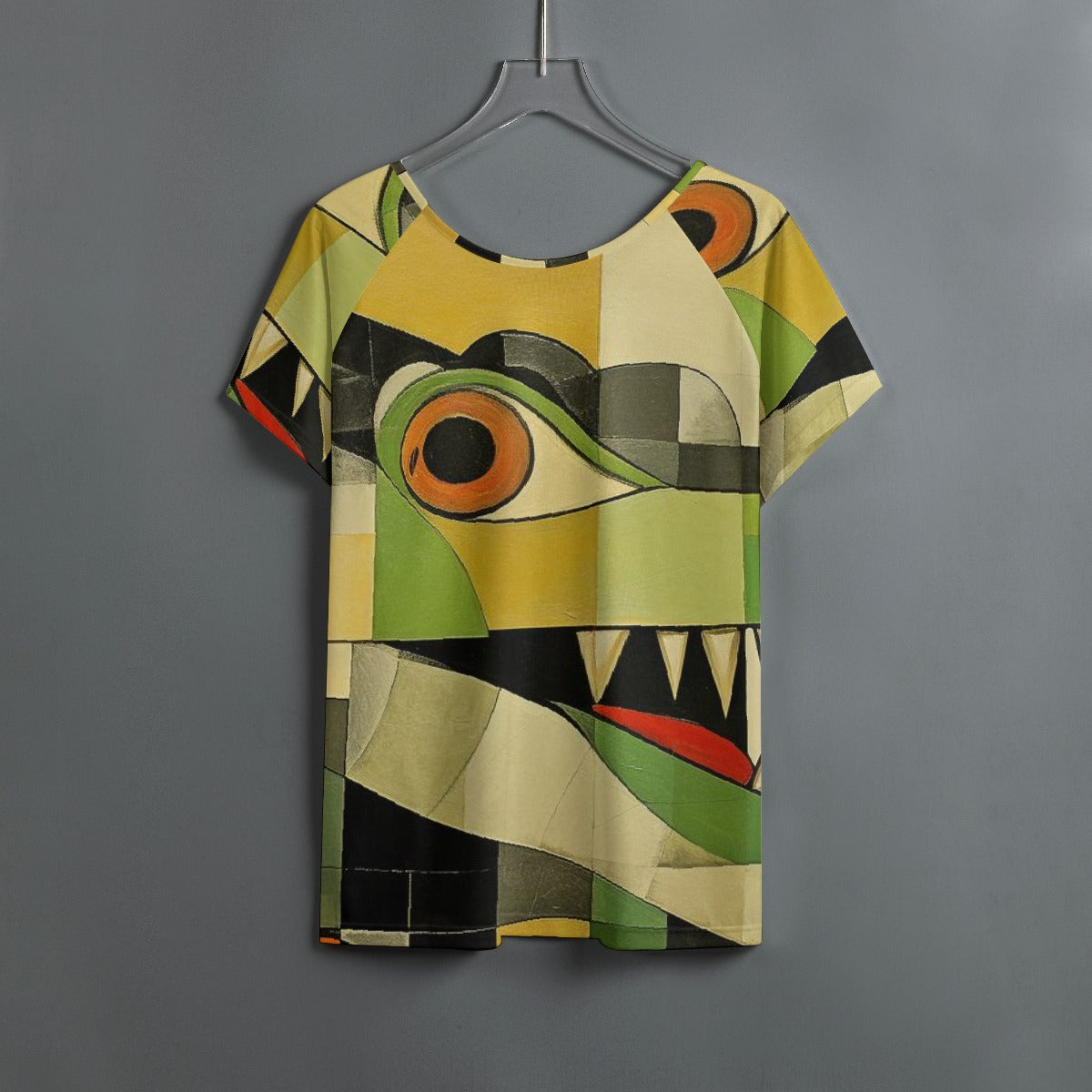 All-Over Print Women's Round Neck T-shirt With Raglan Sleeve