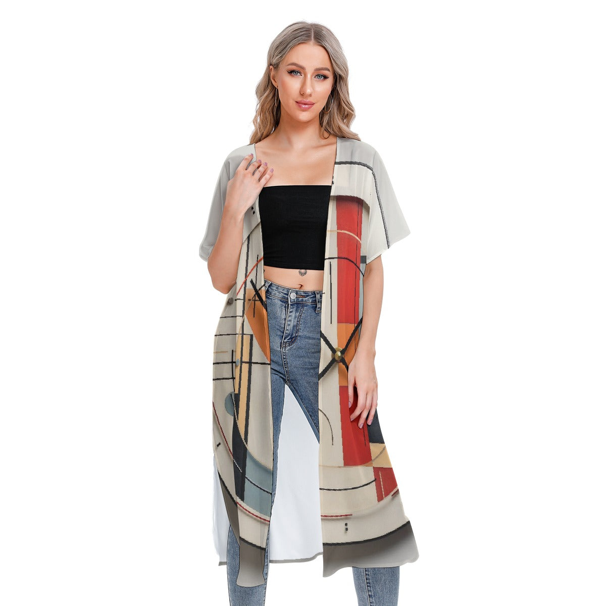 All-Over Print Women's Short Sleeve Cardigan