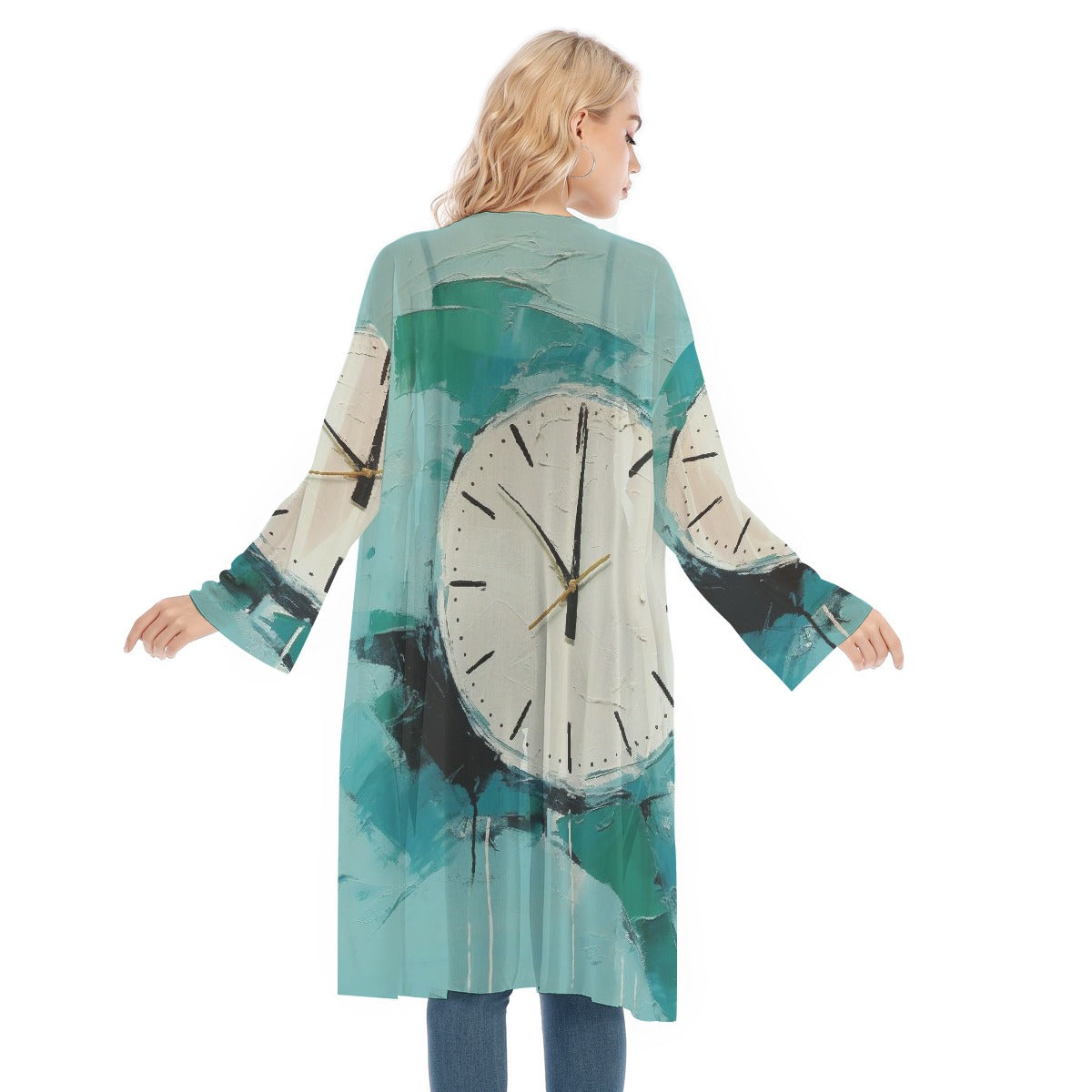 All- Over Print Women's Long Sleeve Mesh Cardigan