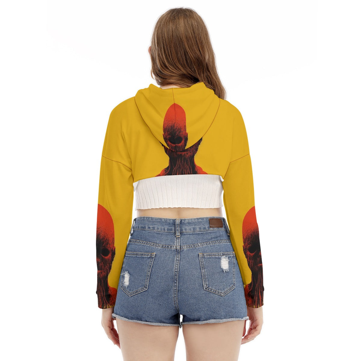 All-Over Print Women's Smock Short Hoodie With Long Sleeve