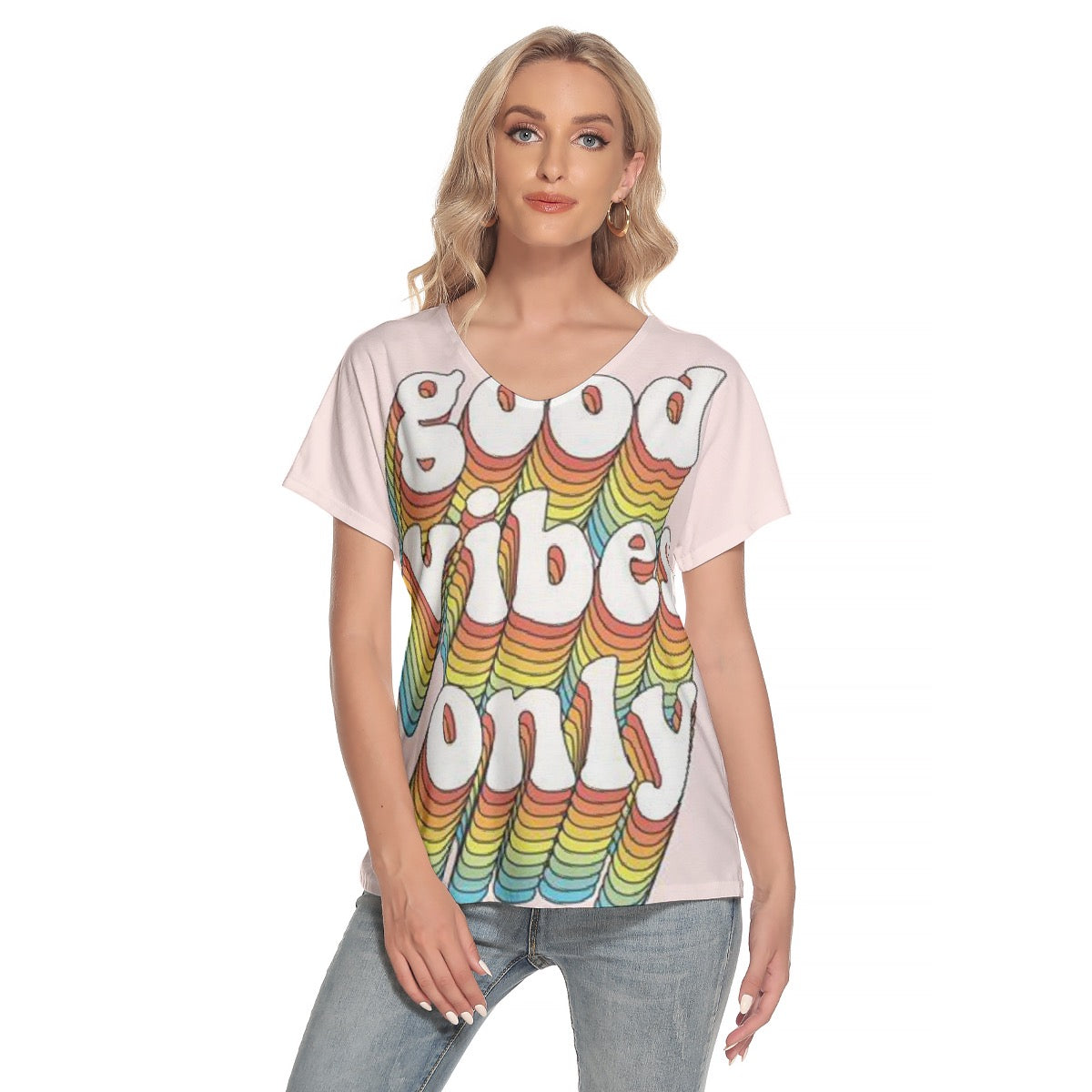 All-Over Print Women's Loose V-neck Short Sleeve T-shirt