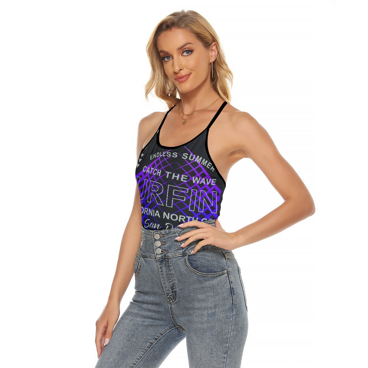 All-Over Print Women's Criss-Cross Open Back Tank Top