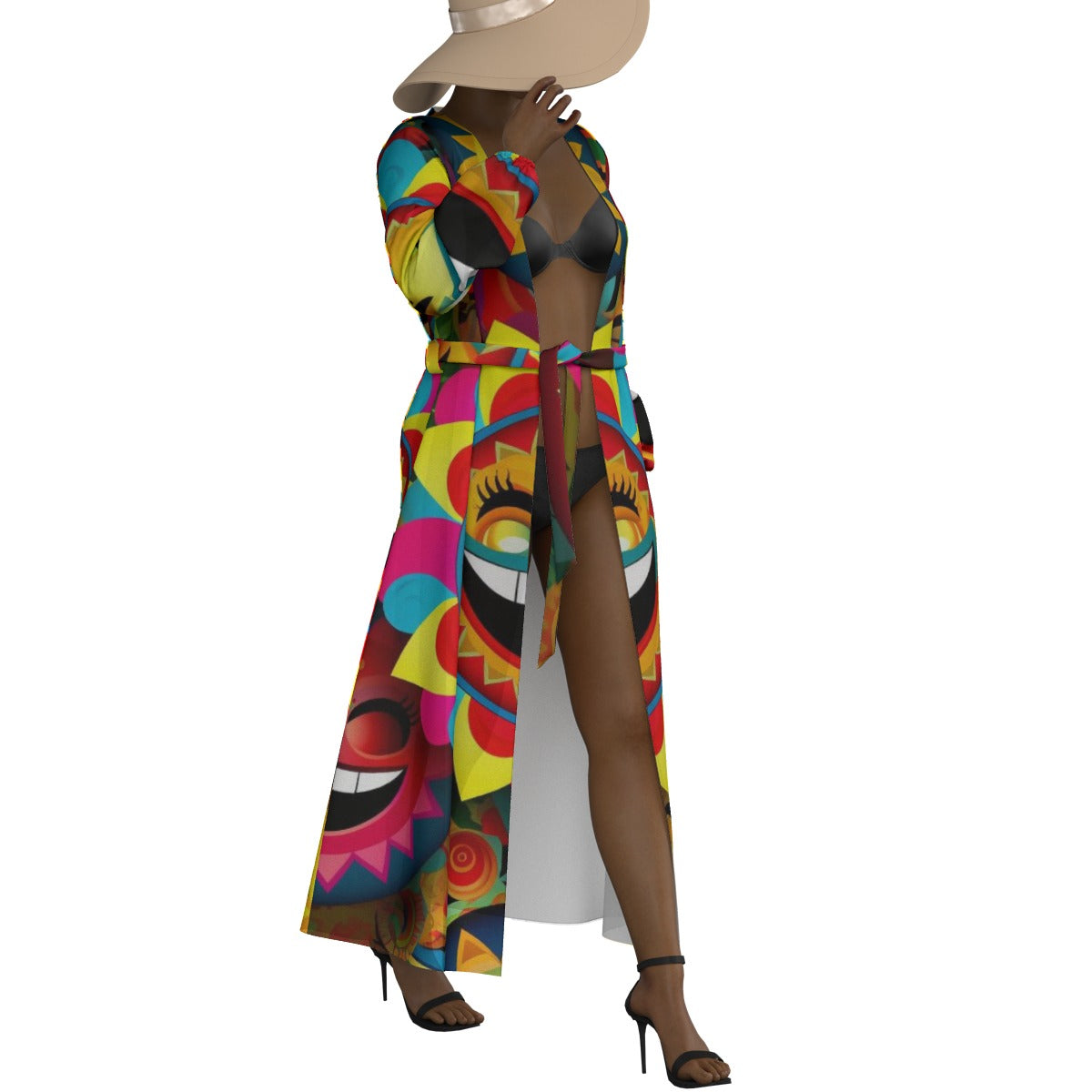 All-Over Print Women's Lace-up Chiffon Robe