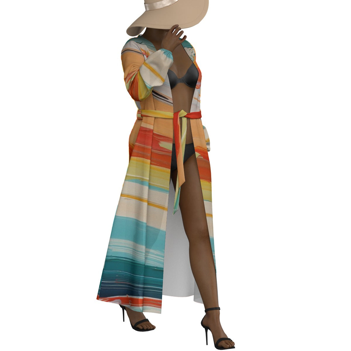 All-Over Print Women's Lace-up Chiffon Robe