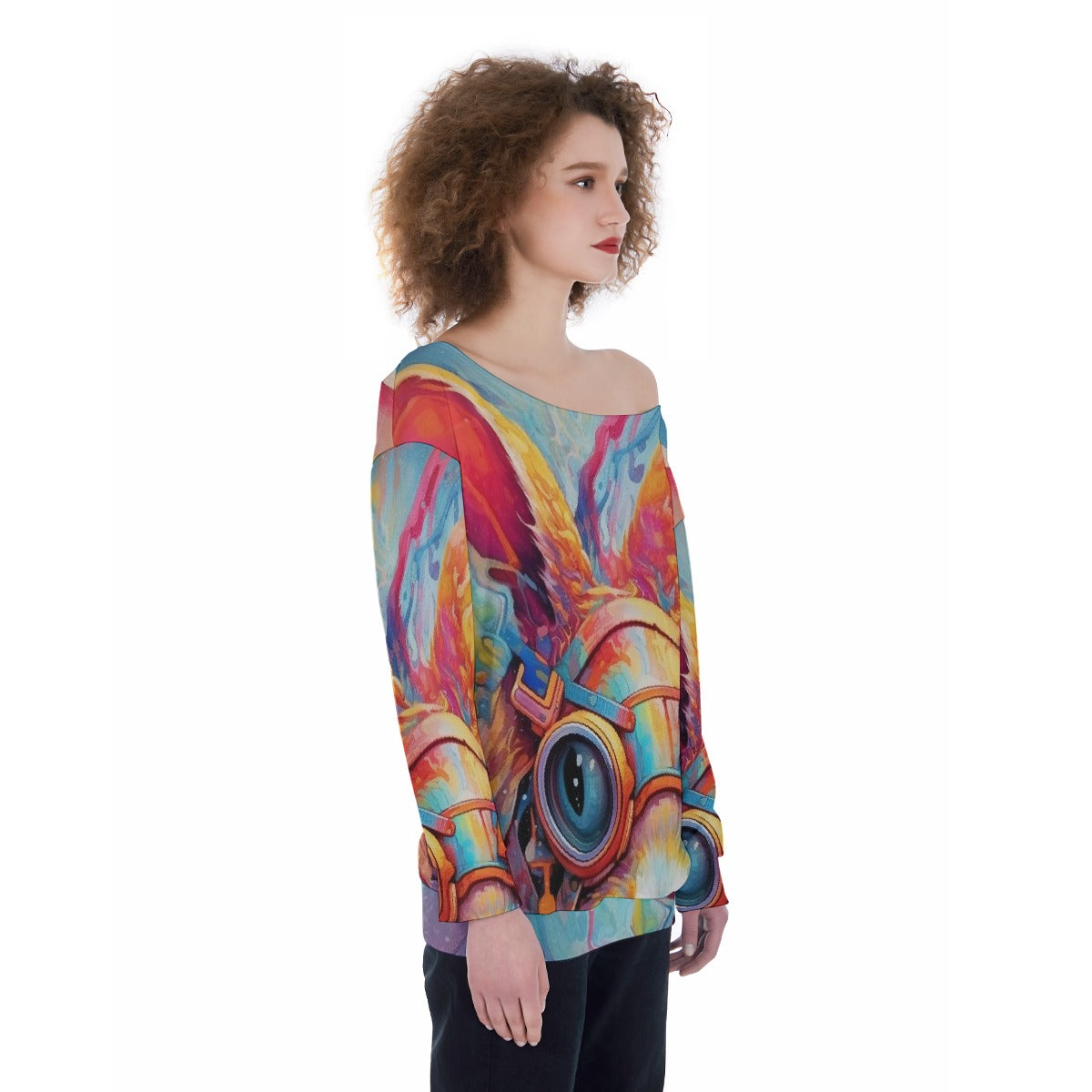 All-Over Print Oversized Women's Off-Shoulder Sweatshirt