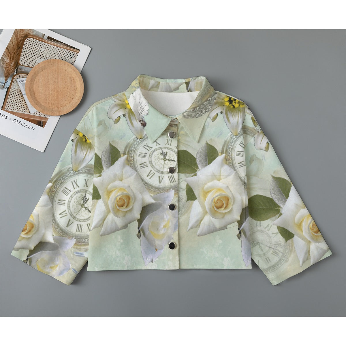 All-Over Print Women's Cropped Jacket | 245GSM Cotton