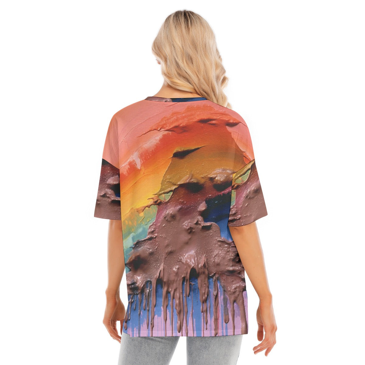 All-Over Print Women's Short Sleeves T-shirt With Hem Split