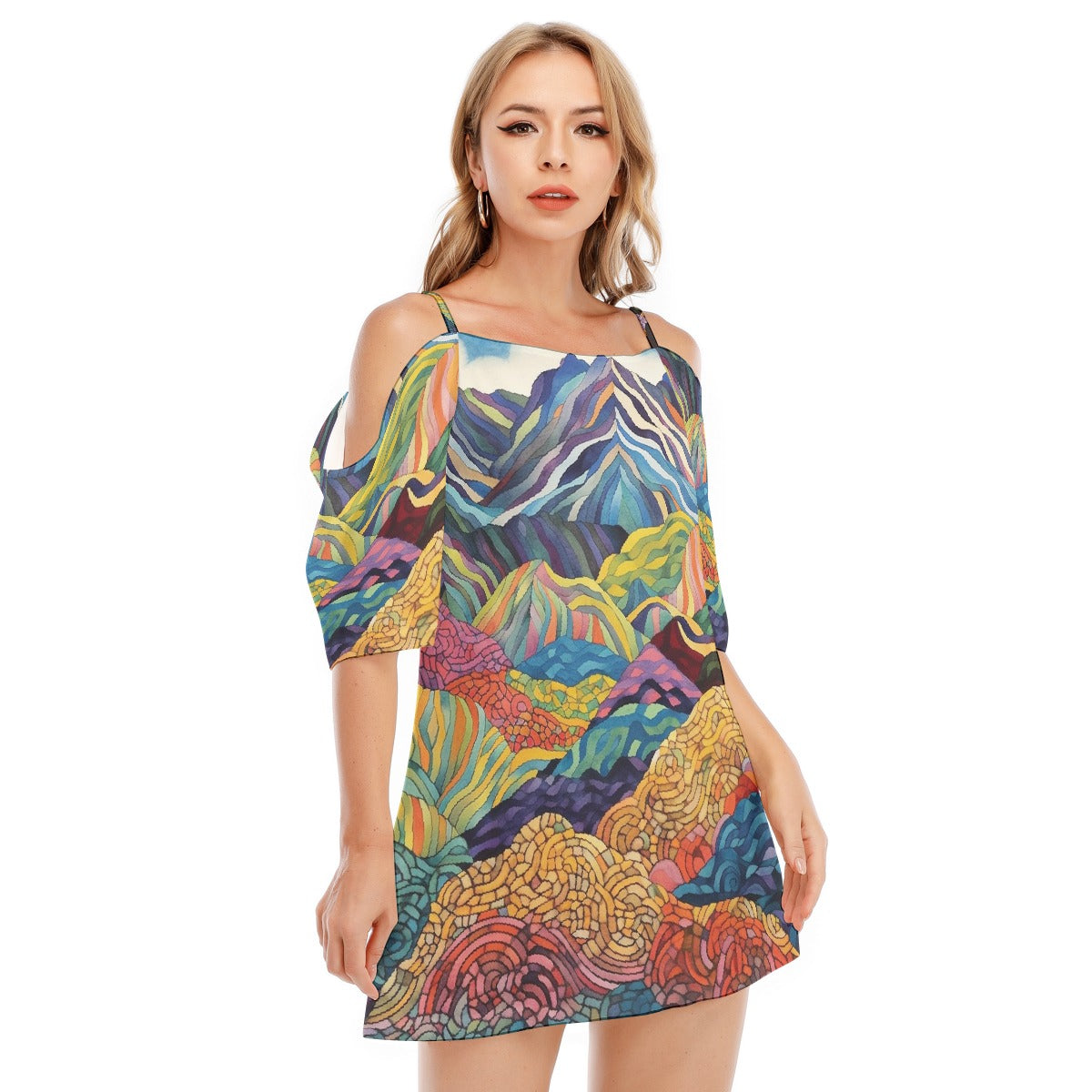 All-Over Print Women's Off-shoulder Cami Dress