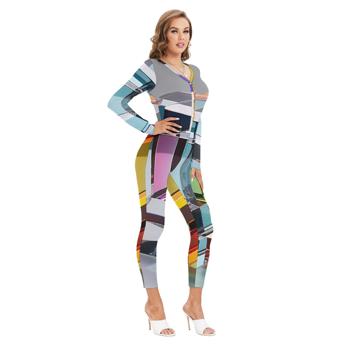 All-Over Print Women's Plunging Neck Jumpsuit