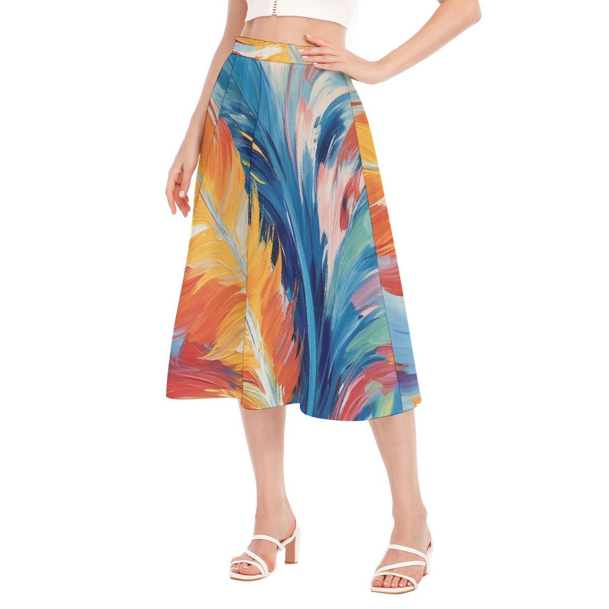 All-Over Print Women's Long Section Chiffon Skirt