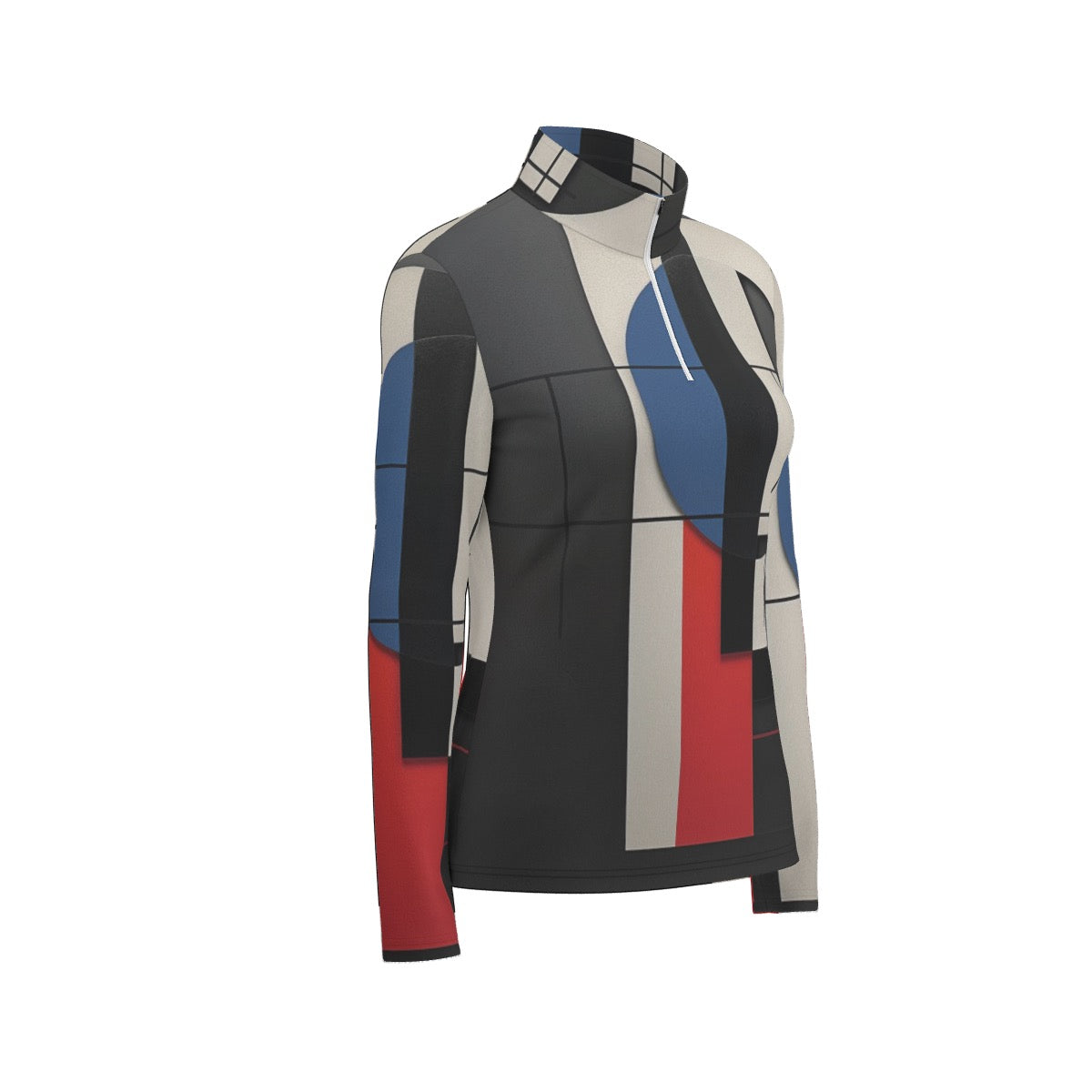 All-Over Print Women's Sports Collar Jersey With Long Sleeve