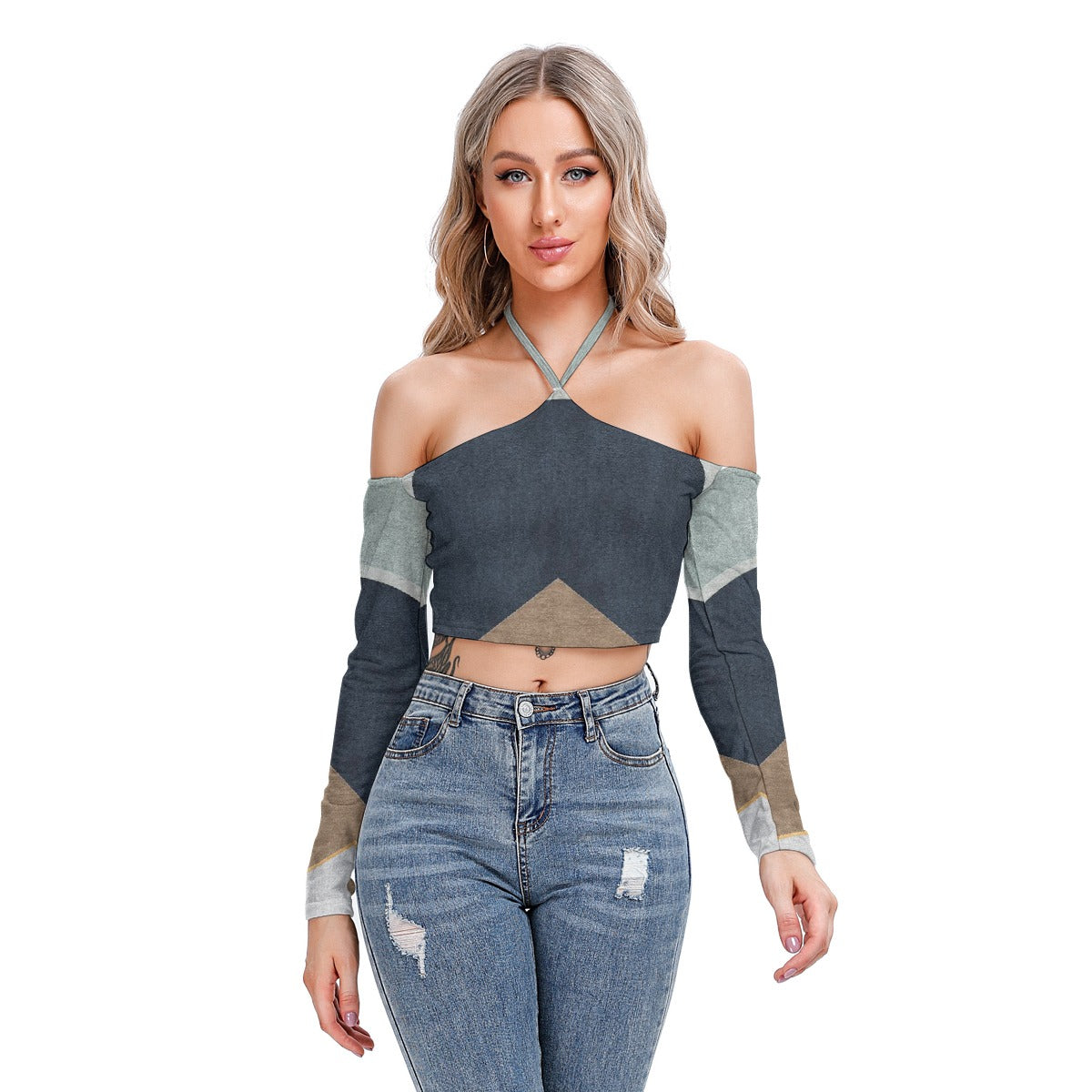 All-Over Print Women's Halter Lace-up Top
