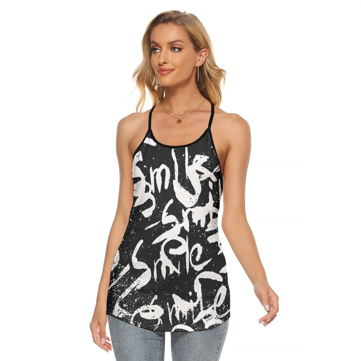 All-Over Print Women's Criss-Cross Open Back Tank Top