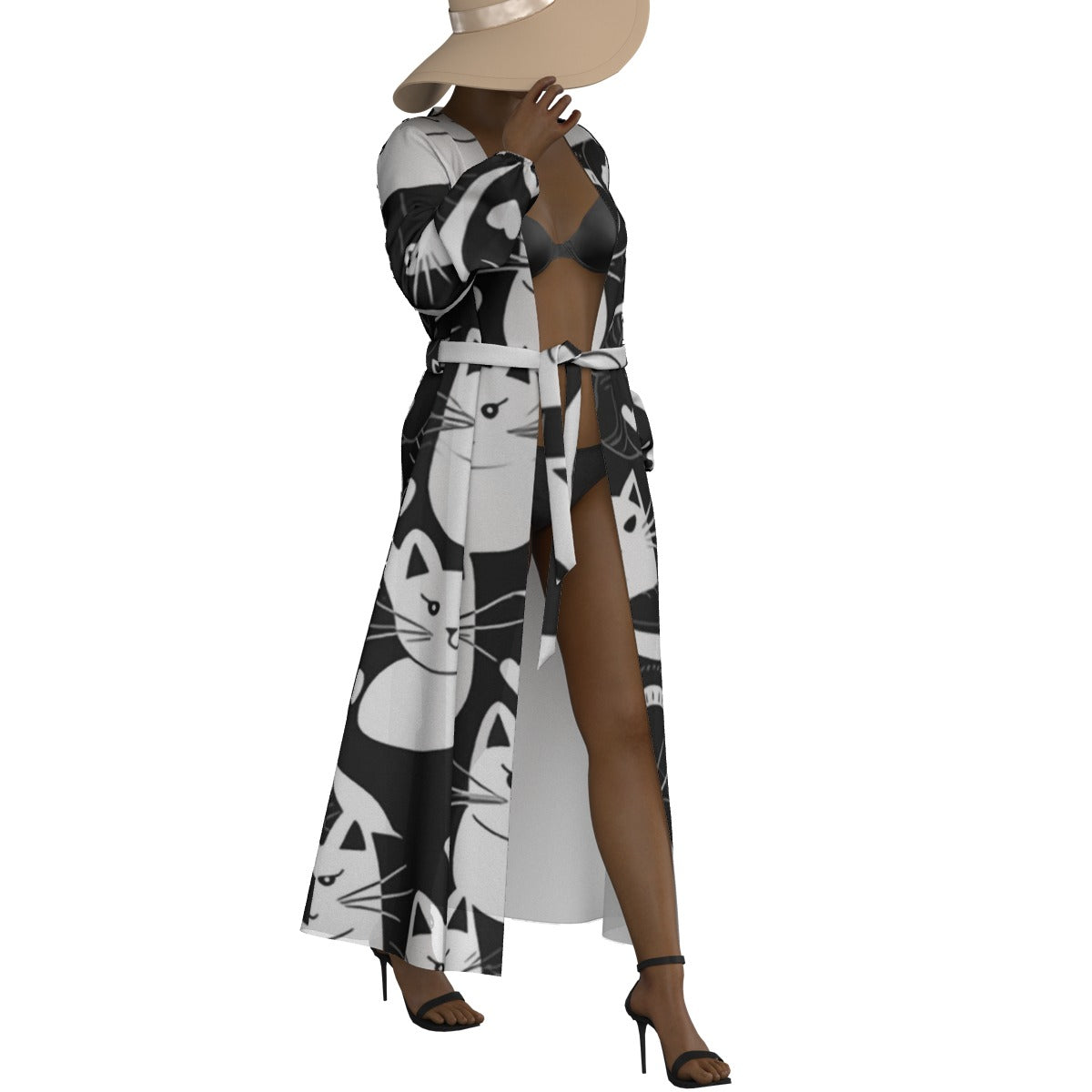 All-Over Print Women's Lace-up Chiffon Robe