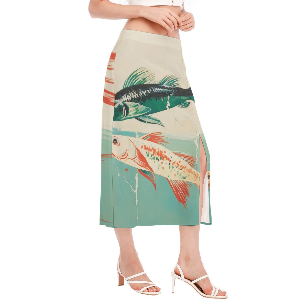 All-Over Print Women's High Slit Long Skirt
