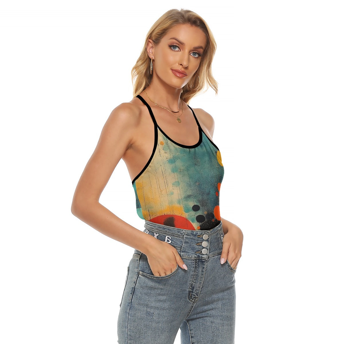 All-Over Print Women's Criss-Cross Open Back Tank Top
