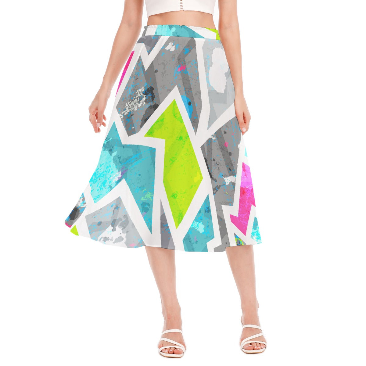 All-Over Print Women's Long Section Chiffon Skirt