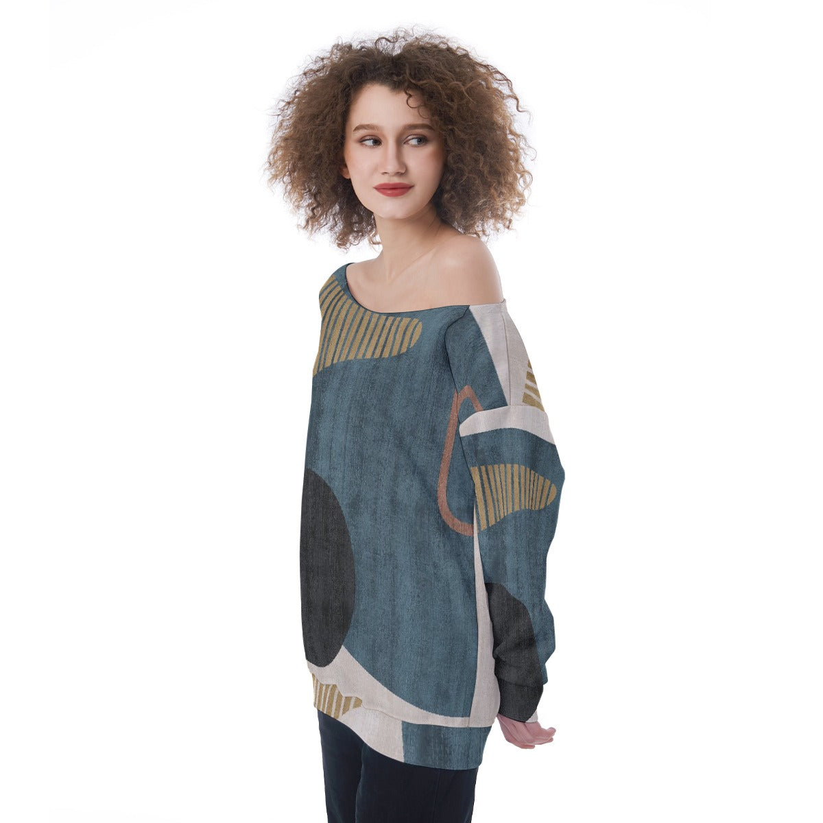 All-Over Print Oversized Women's Off-Shoulder Sweatshirt