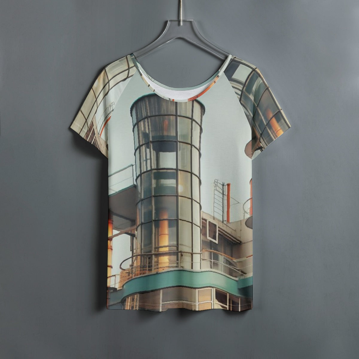 All-Over Print Women's Round Neck T-shirt With Raglan Sleeve