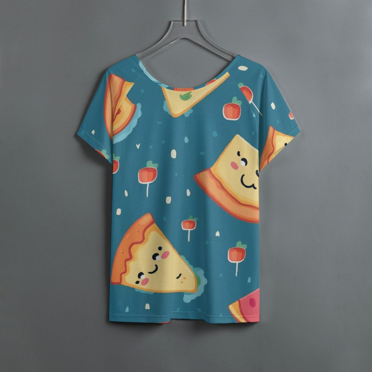 All-Over Print Women's Round Neck T-shirt With Raglan Sleeve