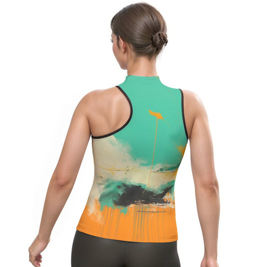 All-Over Print Women's Halter Sleeveless Asymmetrical Tank Top