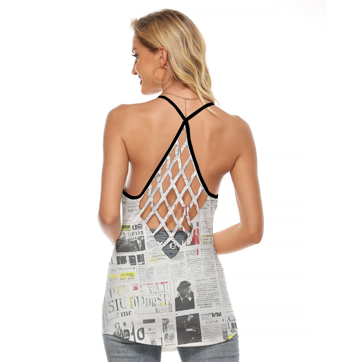 All-Over Print Women's Criss-Cross Open Back Tank Top