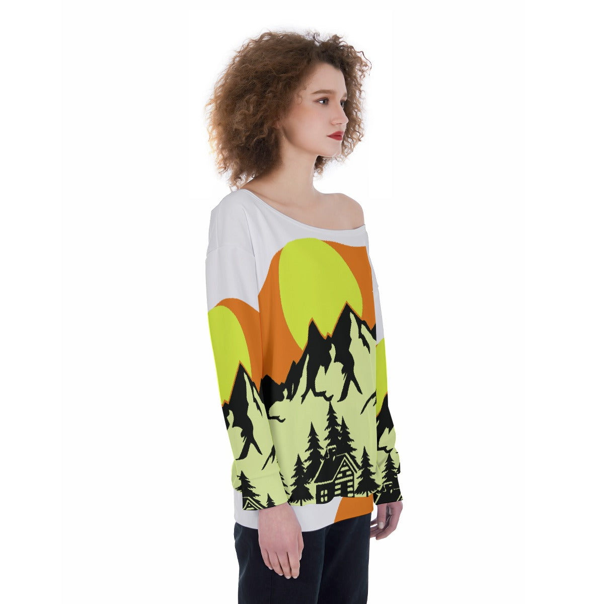 All-Over Print Oversized Women's Off-Shoulder Sweatshirt