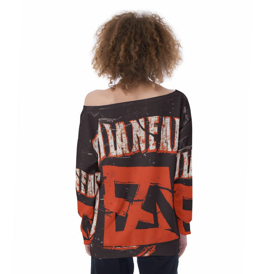 All-Over Print Oversized Women's Off-Shoulder Sweatshirt