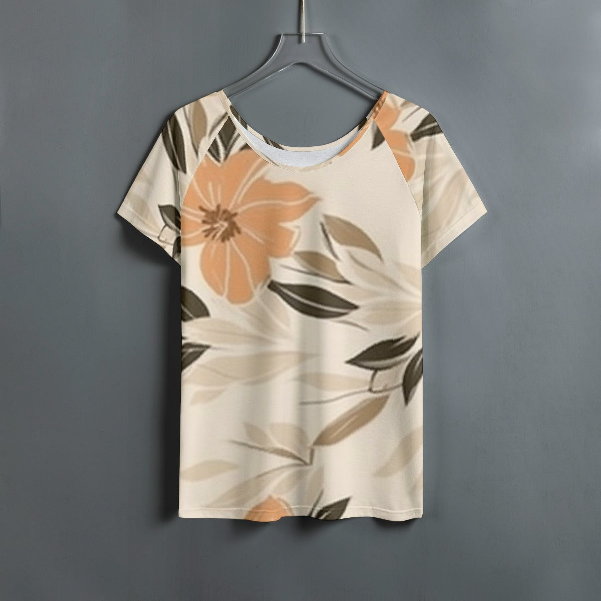 All-Over Print Women's Round Neck T-shirt With Raglan Sleeve