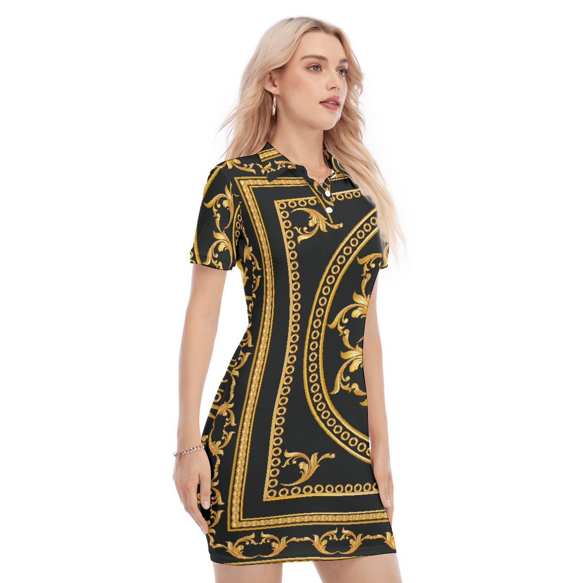 All-Over Print Women's Polo Collar Dress