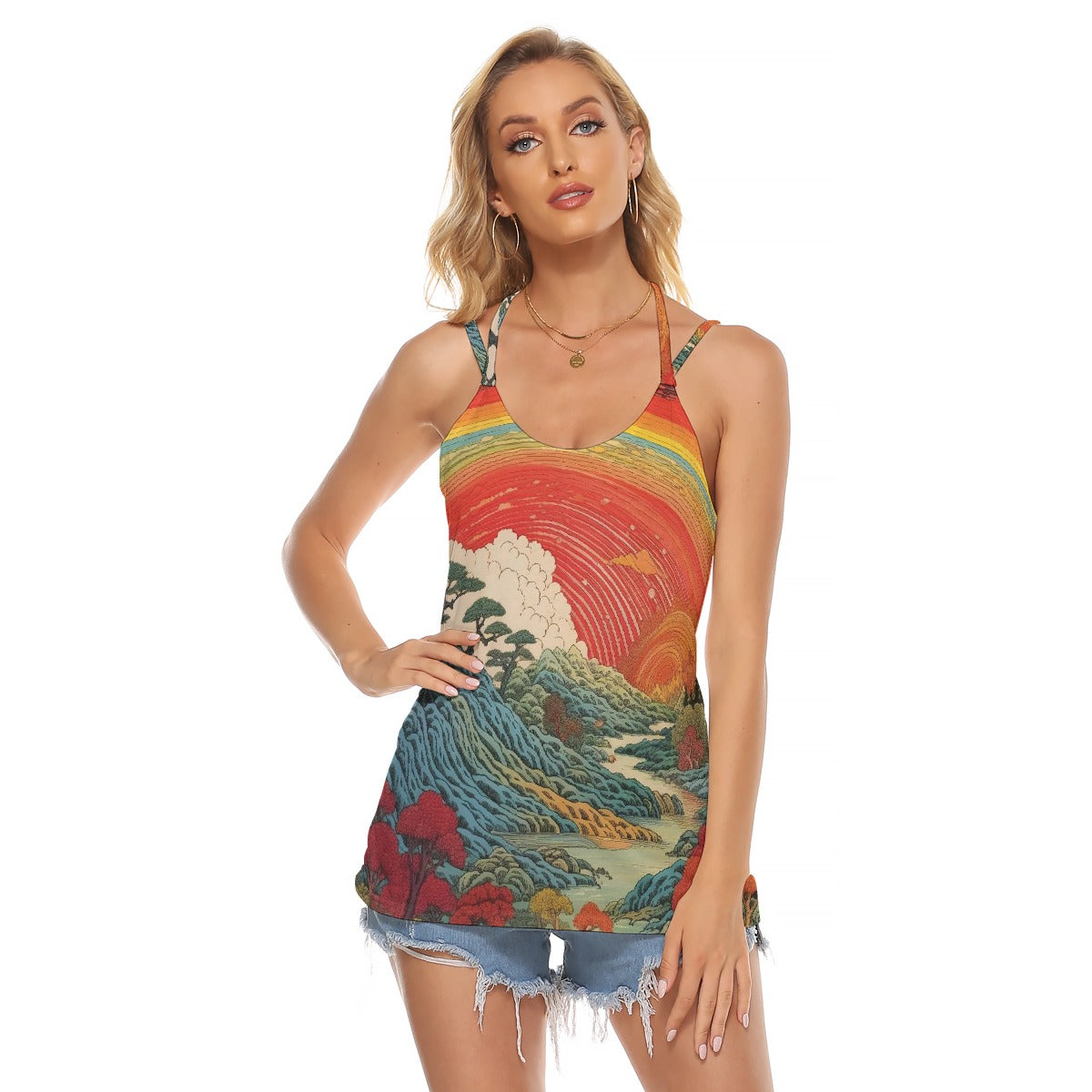 All-Over Print Women's Halter Top With Backless