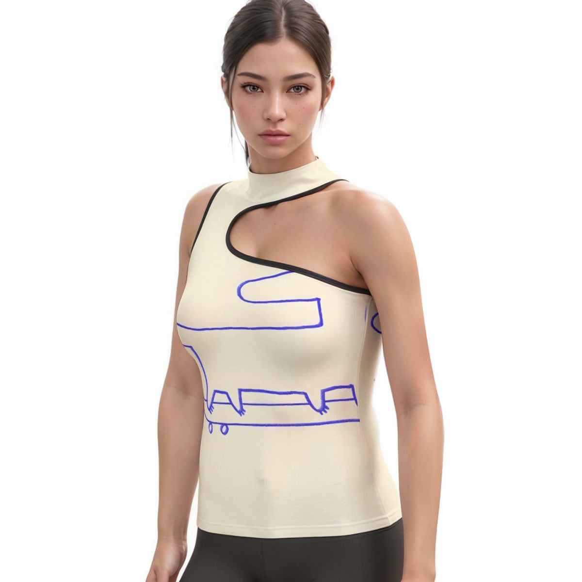 All-Over Print Women's Halter Sleeveless Asymmetrical Tank Top