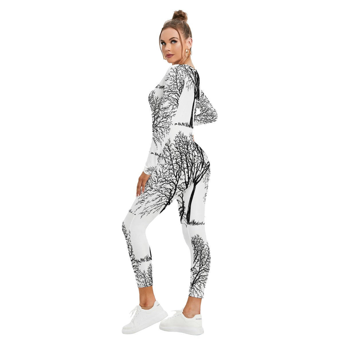 All-Over Print Women's Plunging Neck Jumpsuit